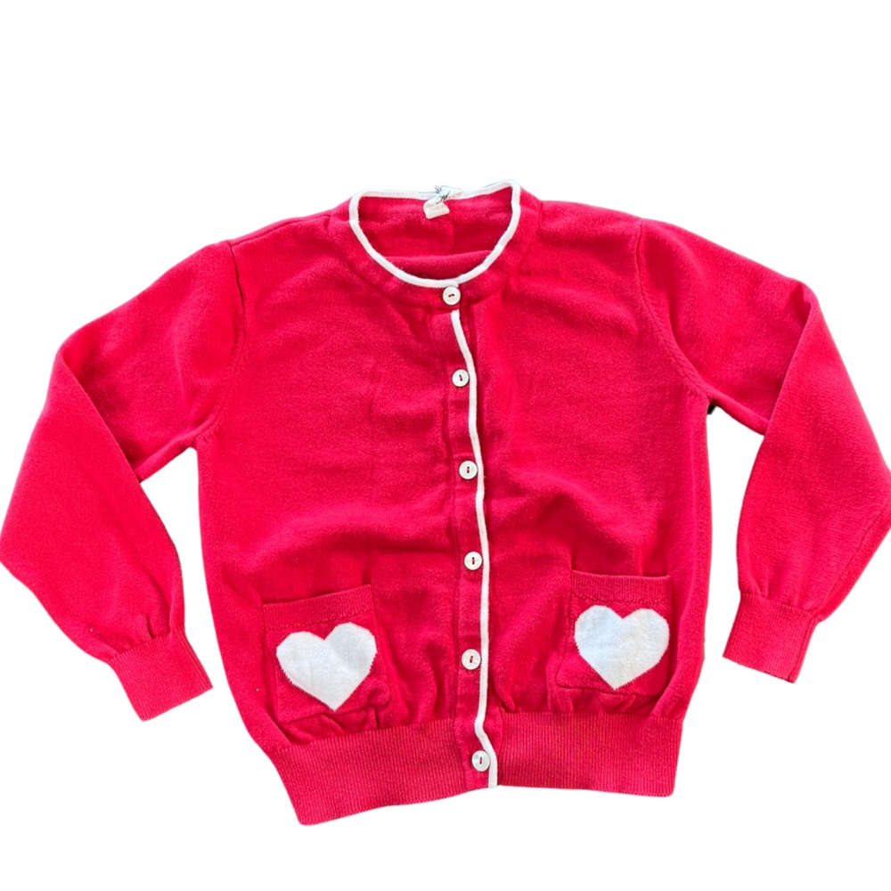 Girls Heart Sweater, Red, Valentines Day, M (7/8), Kid Nation,Button Up,…